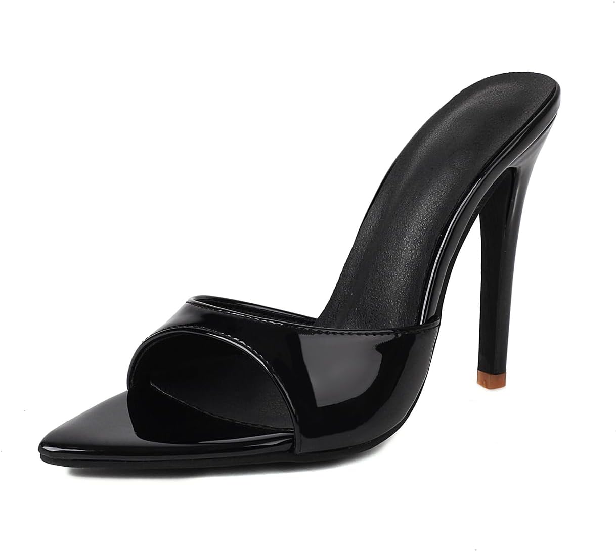 MRKEWUNEY Women Heeled Mules - Slip-On Stiletto Comfort