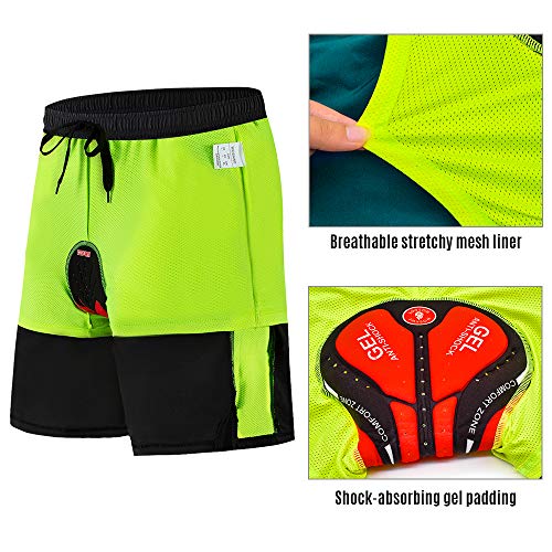 Shorts de ciclismo, Andoer Calções de bicicleta masculinos com acolchoamento de gel 3D e forro de ma