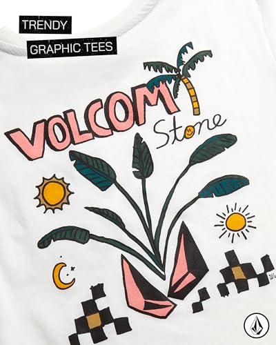 Image of Volcom Girls Shirts - Casual Crewneck Short Sleeve Graphic Tee Trendy Tops - Breathable Girls Summer Clothes