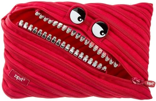 ZIPIT Grillz Large Pencil Case for Kids, Cute Zipper Pouch for Boys Girls and Teens, Stationery Bag for School,Red