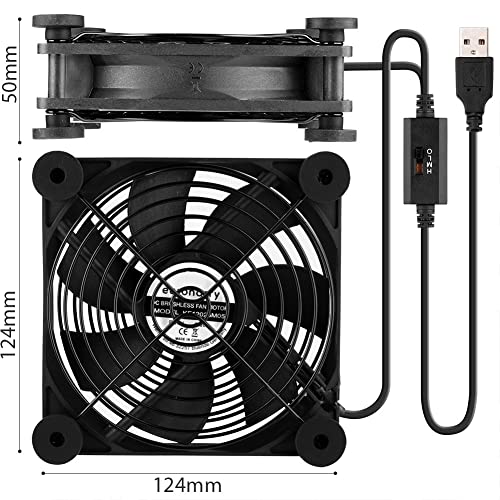 euroharry USB PC-ventilator 120 MM Met 3 snelheden instelbare 5V dubbele ventilator USB-ventilator, met metalen rooster… - Image 8
