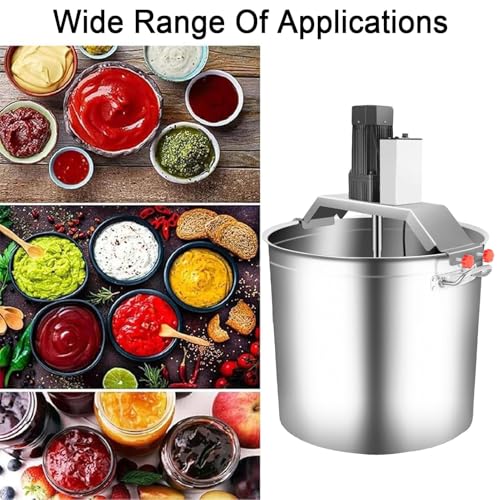 Mezclador eléctrico comercial con agitación automática y raspador para preparación de alimentos, ideal para hacer mermeladas y salsas