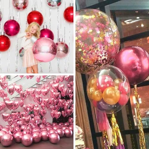 Image of PartyWoo Pearl Pink Foil Balloons 20pcs Large Round Giant Jumbo 4D Balloons | 22 15 10 Inch for Baby Shower Birthday Gender Reveal Wedding Graduation Bridal Shower Anniversary Girl Party Decorations