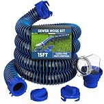 DUMPMAN RV Sewer Hose 15 FT, Sewer Hose for RV Camper RV, Sewer Hose Kit with Swivel Fitting - Includes 90 Degree Clear View Sewer Adapter, and 2 Storage Caps