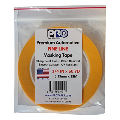 PRO Tapes Premium Automotive FINE LINE Masking Tape 1/4 IN x 60 YDS on 3