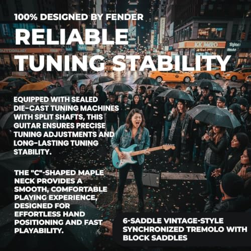 Image of Fender Squier Stratocaster Electric Guitar, Beginner Guitar, with 2-Year Warranty, Includes Free Lessons, Daphne Blue with Matte Finish