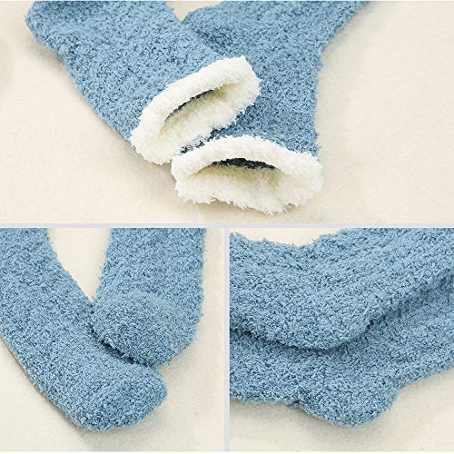 Century Star Women Warm Super Soft Slipper Socks Fuzzy Fluffy Cozy 3-8 Pairs Home Socks (01)3 Pairs Solid-Color 04 #TOP4