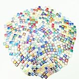 CarAngels ラスター彩 ガラス モザイクタイル 500g入り 玉虫色 1cm正方形 DIY 内装 デコレーション ハンドメイド クラフト (多色ミックス)