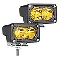 Auto Power Plus LED Pods Amber, 2Pcs 40W 3 Inch Driving Light Yellow Off Road Light LED Bumper Lights Super Bright LED Work Light Cube Waterproof Combo Fog Light for Truck ATV UTV SUV Motorcycle Boat
