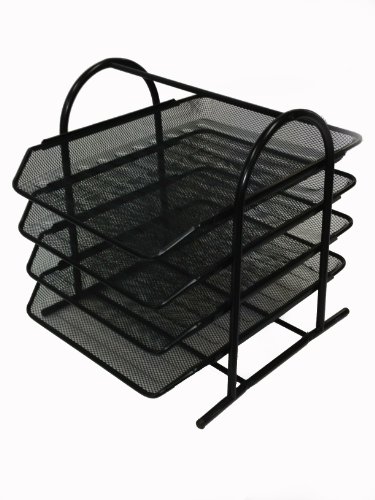 Buddy Products Mesh 4-Tier Letter Tray, 13.8 x 11.8 x 12.3 Inches, Black (ZD018-4)