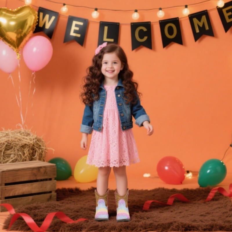 kkdom Cowgirl Boots Cowboy Boots For Girls Boys Kids Fashion Glitter Square Toe Western Boots2