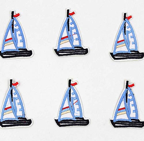 TOSSPER 10 Pz Cartoon Barca a Vela Patch Ricamato Iron-on Appliqued Bambini Bambini Abbigliamento Borse Scarpe Adesivi Patchwork