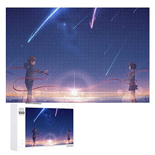 Houten puzzel 1000 PCS voor volwassenen en kinderen, Japanse anime uw naam poster moeilijke uitdaging intellectuele… - Image 3