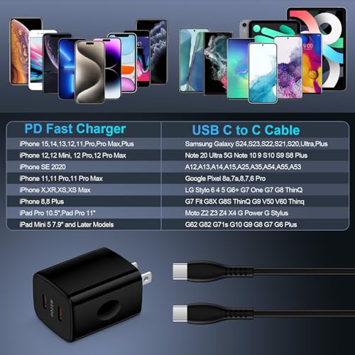 Motorola G Power Fast Charger Cord 25W USB C Wall Block Android Charger for Moto Edge 2024/G Stylus 5G 2024/Moto G 2024/Edge 50 Ultra/Razr 50 Ultra/G Play/G Pure/G Fast/One Ace/Razr Charging Cable 6FT