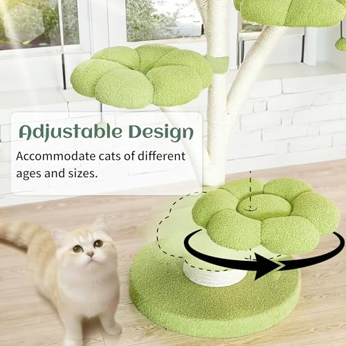 Árbol para gatos con forma de flor y rascador 71 pulg miniatura 6