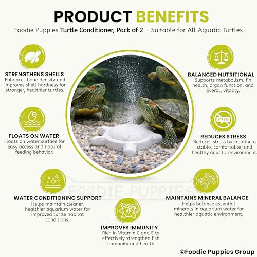 Image of Foodie Puppies Turtle Conditioner Blocks for Aquatic Turtles (Pack of 2) | Calcium & Vitamin D3 Enriched Formula | Supports Strong Shell, Clean Water & Healthy Growth for Turtles & Aquatic Reptiles