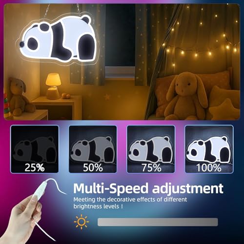 Image of Panda LED Neon Sign, USB Powered Acrylic Decorative Light, Cute Animal Night Light for Bedroom, Nursery, Kids Room, Home Decor and Gift Idea 15.75x10.2 IN-USB Powered-Acrylic
