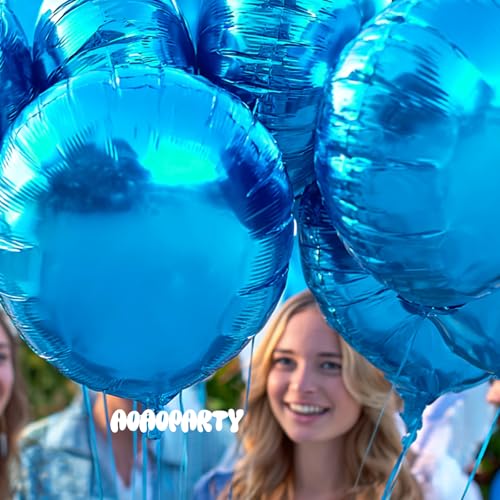Image of 25Pcs Blue Round Shaped Helium Foil Mylar Balloons 18 Inch Balloons for Birthday Wedding Anniversary Engagement Party Decorations Supplies