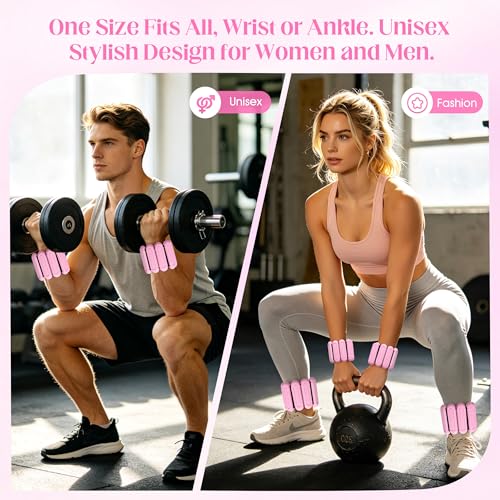 Image of Wrist Weights for Women & Men, 2lb Silicone Wrist Ankle Weights | Adjustable Arm & Leg Weights for Pilates, Yoga, Running,Walking and Strength Training