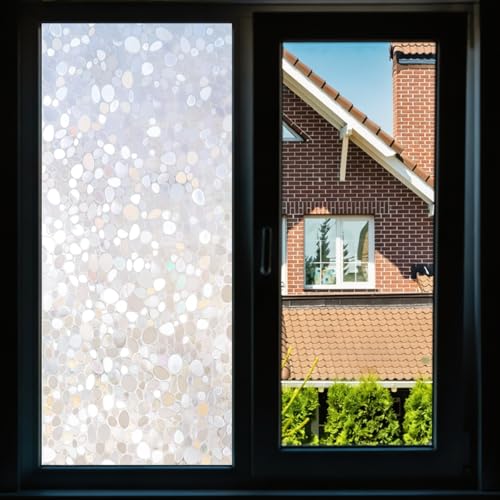 Película 3D para ventana con diseño de guijarros y privacidad miniatura 2