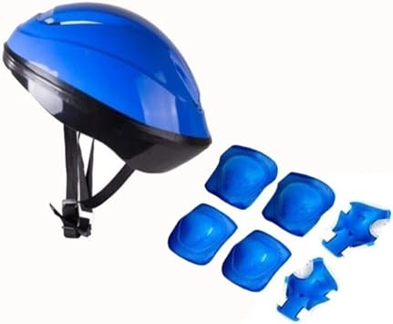 Koruyucu Kask Dirseklik Dizlik Tak m Set, 7 Par a, Mavi