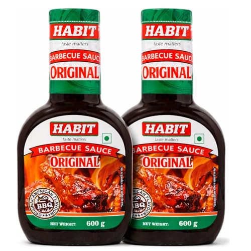 Image of HABIT Barbecue Sauce - 600g x Pack of 2 | 100% Vegetarian | Sweet & Tangy Flavor | Perfect for Grilling, Marinades, Basting & Toppings