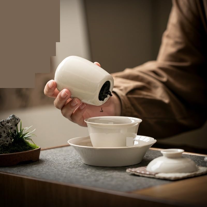 XYNSNDB Słoik na cukier Puszki na herbatę z popiołu roślinnego Zamknięte ceramiczne małe przenośne przechowywanie Pojemnik na herbatę z suszonymi owocami i przekąskami do użytku domowego