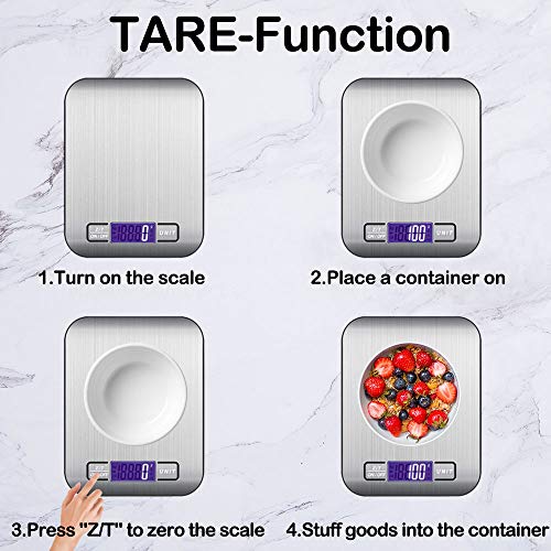 Keukenweegschaal Digitale 10KG, Digitale Keukenweegschaal Gram Küchenwaage Huishoudelijke Schaal met LCD Display Letter Schaal Digitale Kitchen Scale Zilver - Image 5