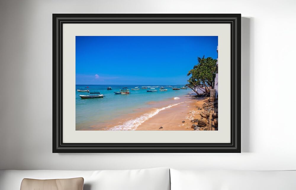 JVERF - JZZF28846 Sri Lanka Coast Sea Boats Galle Beach| Self-Adhesive Painting | Frameless