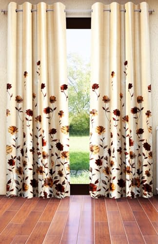 Image of Home Sizzler 2 Pieces Digital Print Eyelet Polyester Long Door Curtains - 9 Feet, Blue