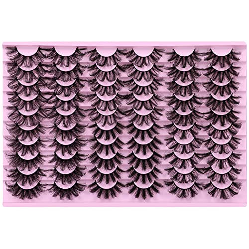 30 Pairs Dramatic Fake Eyelashes Fluffy Long Strip Lashes Mink Bulk Thick Curly 6 Styles 20Mm D Curl False Eyelashes Wispy Full Volume Big Eye Lashes By Gvefetiee #TOP2
