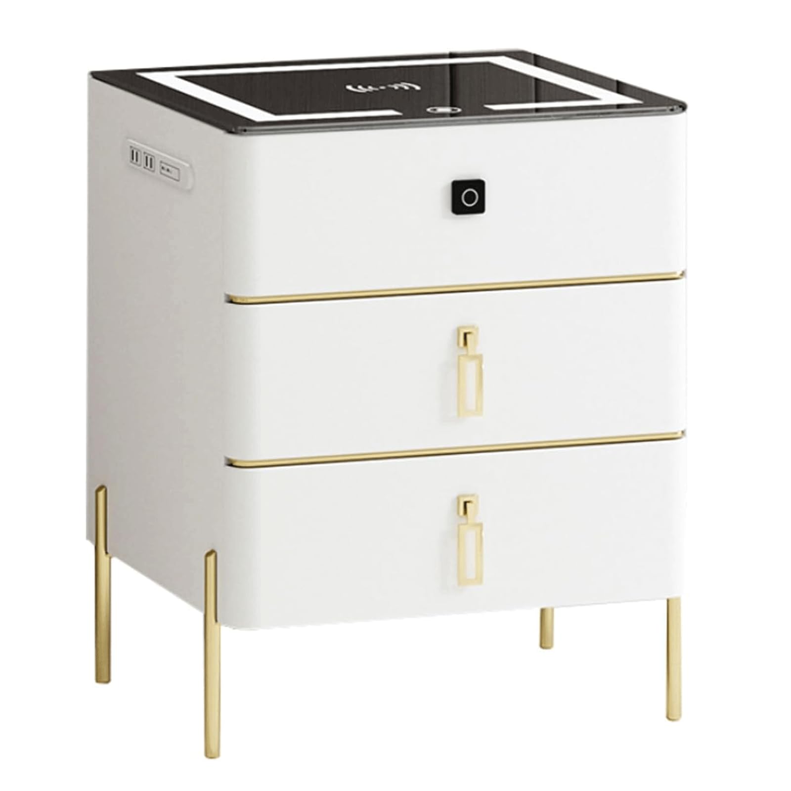 BHGFYXBS Smart Nightstand W/Wireless Charging Station With Drawer Bedside Table Usb Ports End Table 3 Colors Led Lights Bedside Dresse,50X40X48Cm,Size_Name-40X40X58Cm,size_name-40x40x58cm
