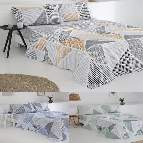 COTTON ARTean Juego de sabanas GEKA Gris Cama de 160 Algodón poliéster 4 Piezas