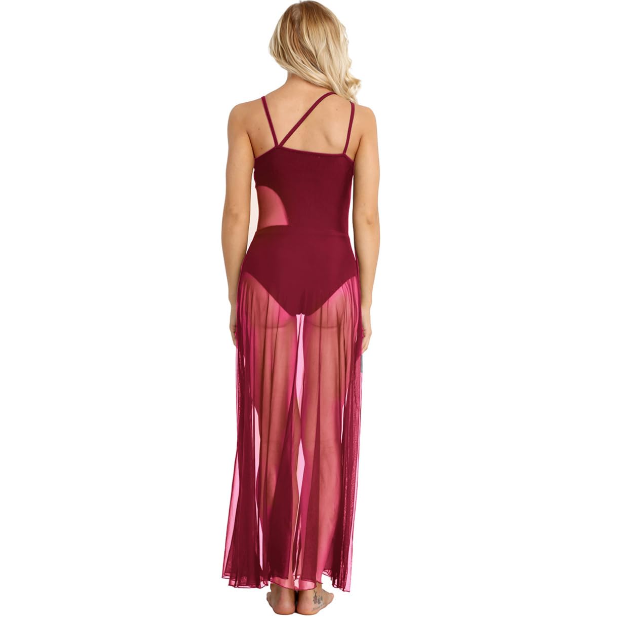 ranrann Femme Robe Danse Classique Justaucorps Asymétrique Robe Danse Latine Jazz Rumba Salsa Valse Tango Performance Dancewear XS-XL