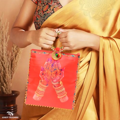 Image of Bridesmaid Return Gift Potli Bags for Women Pack of 12 | Wedding Shagun Potli with Zip & Bangle Handle | Traditional Gifting for Bridesmaids, Mehndi & Sangeet