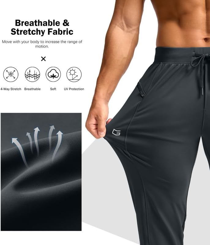 Miniatura 5 de G Gradual Pantalones deportivos para hombre con bolsillos con cremallera, elásticos, cónicos, pantalones deportivos para hombre, entrenamiento,