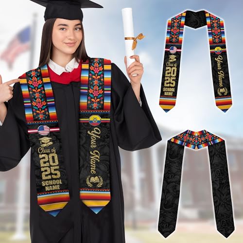 Mostefy Personalized Ecuadorian Graduation Stole 2025, Custom Graduation Stole Ecuador, Ecuador Graduation Sash for Students3