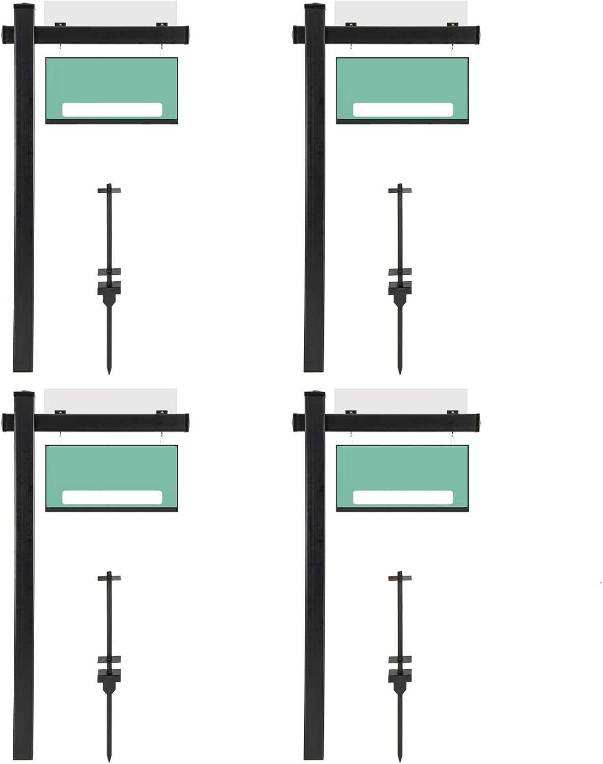 Goplus Real Estate Sign Posts, 6 Ft 2 Pack Vinyl Realtor Sign Post (4” x 4” x 72”) with Flat Cap for Open House and Home for Sale, Rent, Yard Sign Holder, 30" Arm Holds Up to 24" Sign, Black