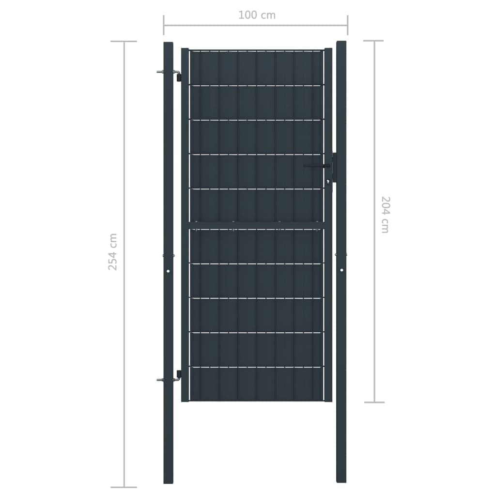 vidaXL Puerta de Valla de Exterior Cancela de Jardín Entrada de Vallado Cercado de Patio PVC Acero Gris Antracita 100x204 cm