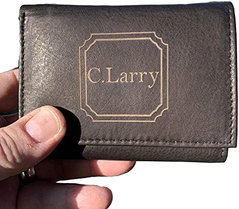Brown Genuine Leather Tri Fold Personalized Mens Wallet Black (777)