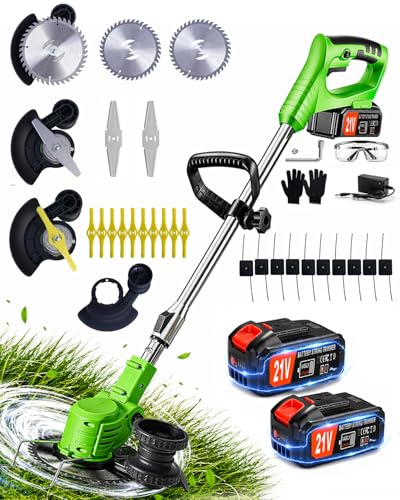 Cordless Weed Wacker, Electric Weed Eater with 21V 2 Batteries