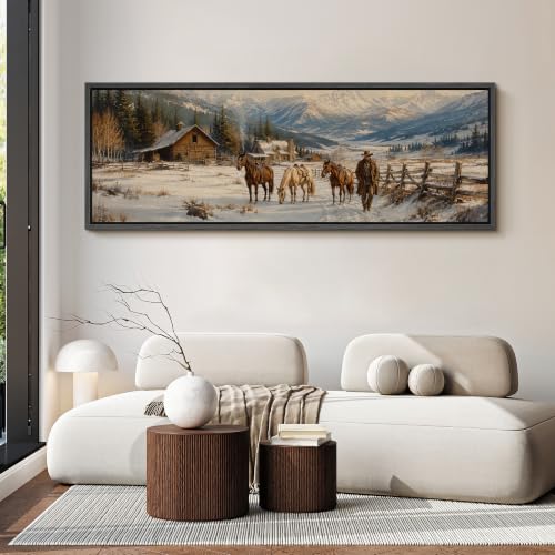 Image of MUDECOR Large Framed Canvas Print Wall Art Winter Ranch for Living Room