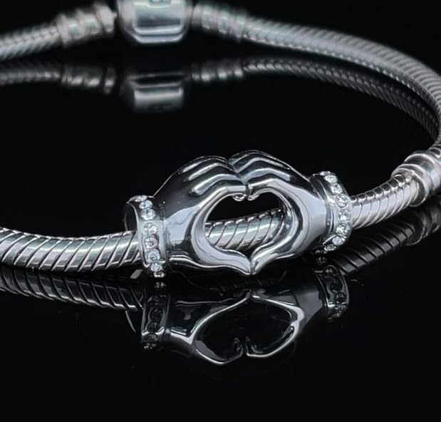 Abalorio de plata de ley 925 corazón brillante para personalizar tu pulsera diaria 2