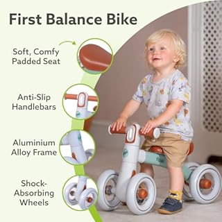 Tippi Balance Bike for 1 Year Old, Baby To Toddler Balance Bike For Boys 12-24 Months Old, 4 Wheels Toddler First Bike, 1st Birthday Gifts