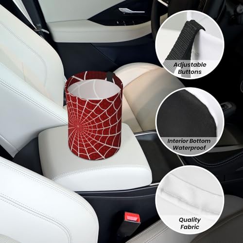 Image of Car Trash Bag Spider Web Waterproof Trash Small Car Can Portable Collapsible Car Garbage Can Hanging for Back Seat Floor or Hanging Headrest Car Decor Road Trip Essentials