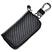 Car Keychain Holder Carbon Fiber Leather Car Smart Key Chain Holder Metal Hook Keyring Wallet Zipper Bag for Vehicle Keyless Entry For Men's Car Key Case Remote Key Fob