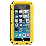 iPhone SE 2020 Case,Gorilla Glass Luxury Aluminum Alloy Protective Metal Extreme Shockproof Military Bumper Heavy Duty Cover Shell Case Skin Protector for Apple iPhone SE 2020/8/7 4.7inch (Yellow)
