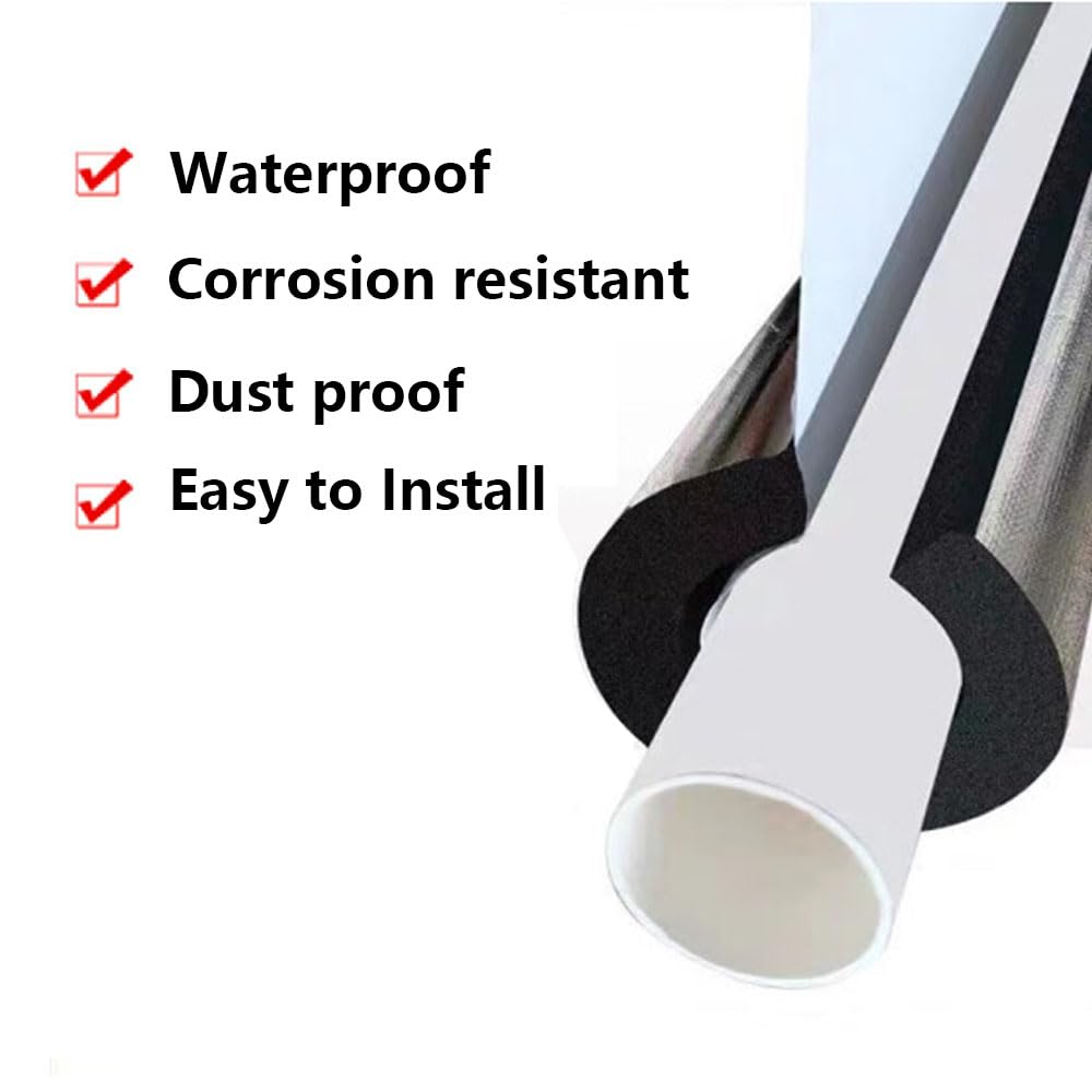 Tubo isolante in schiuma per tubi, isolamento per tubi dell'acqua per esterni, isolamento per tubi AC, isolamento per tubi autosigillanti da 3,5 cm x 3,5 m