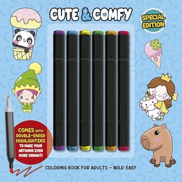 Capa do livro Cute & Comfy Coloring Book for Adults - Bold Easy - Special Edition - Livro de Colorir Adulto