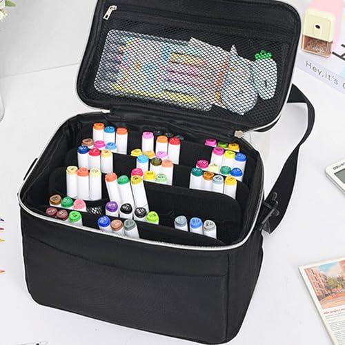 Image of Marker Case, 120 Slots Black Alcohol Marker Case Markers Carrying Bag Holder for Art Sketch Marker, Permanent Paint Marker, Dry Erase Marker, Repair Marker Pen, Color Highlighte Art Supplies